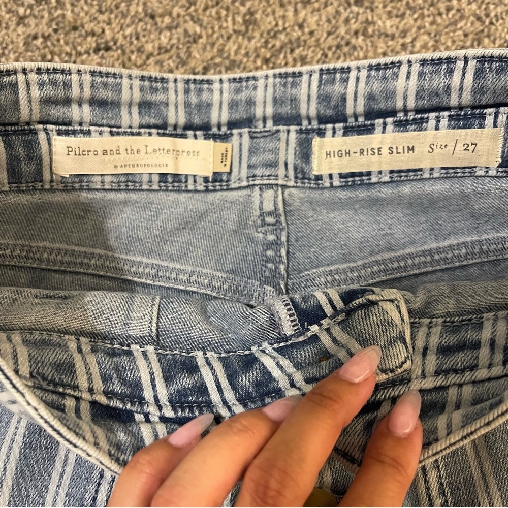 Pilcro and the Letterpress Anthropologie High Rise Railroad Stripe Blue Jeans - Picture 5 of 6